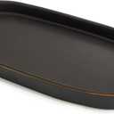 10x5 Bathroom Vanity Tray, Oval Ceramic Decorative Perfume Candle Tray for Bathroom/Kitchen Counter, Black