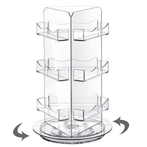 Spiareal Spinning Clear Business Card Holder 3.5" x 2" Acrylic Sticker Display Stand Appointment Cards Rotating Stand 3 Tier Brochure Display Holder for Tabletop Office Home Desk(5.9 x 9.8 Inch)