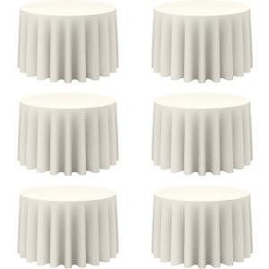 BRILLMAX 6 Pack Ivory Round Tablecloths 108 Inch for 48 Tables - 150 GSM Polyester Fabric, Floor Length Drop, Water, Stain & Wrinkle Resistant Cloth Cover for Wedding Reception Banquet Dining