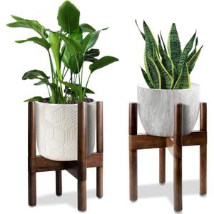 Plant Stand Indoor, Bamboo Mid Century Modern Plants Stands, Modern Flower & Plant Pot Holder