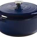 Lodge Essential Enamel Cast Iron Dutch Oven - Perfect for Bread Baking, Braising, Marinating & Slow Cooking - Features Moisture-Sealing Lid & Dual Handles - Kitchen Essentials - 6 Quarts - Indigo
