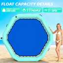 8FT Hexagon Inflatable Water Hammock wit Mesh Center, Floating Dock Heavy Duty PVC Lake Floats Platform with Cup Holders, Portable Floating Island with Carry Bag for Pool, River & Ocean