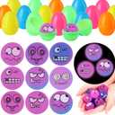 Seeiuua 18Pack Prefilled Easter Eggs with Toys Easter Glow in The Dark Bouncy Balls Bulk Easter Basket Stuffers Gifts for Kids, Easter Eggs Filled with Toys for Kids Easter Egg Toys