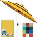 EliteShade USA 10-Year-Non-Fading 10ft 3-Tier Market Patio Umbrella, Commercial Table Umbrella with 80 Solar LED Lights, Crank Open, Windproof & UPF 50+ UV Protection for Garden, Deck, Pool, Backyard, Sunflower Yellow