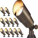 Gardencoin Solid Brass Outdoor Landscape Spotlights-12 Pack, Low Voltage Heavy Duty LED Spot Light Waterproof for Garden and Yard Up Lighting, 12V Bronze Accent Lighting Fixture, Without MR16 Bulb