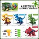 Dinosaur Toys for 3, 4, 5, 6, 7 Year Old Boys, Take Apart Toys with Electric Drill for Kids, STEM Educational Construction Building Toy, Ideal Birthday Christmas Easter Gifts, Incl Tyrannosaurus Rex, 4 Piece Assortment