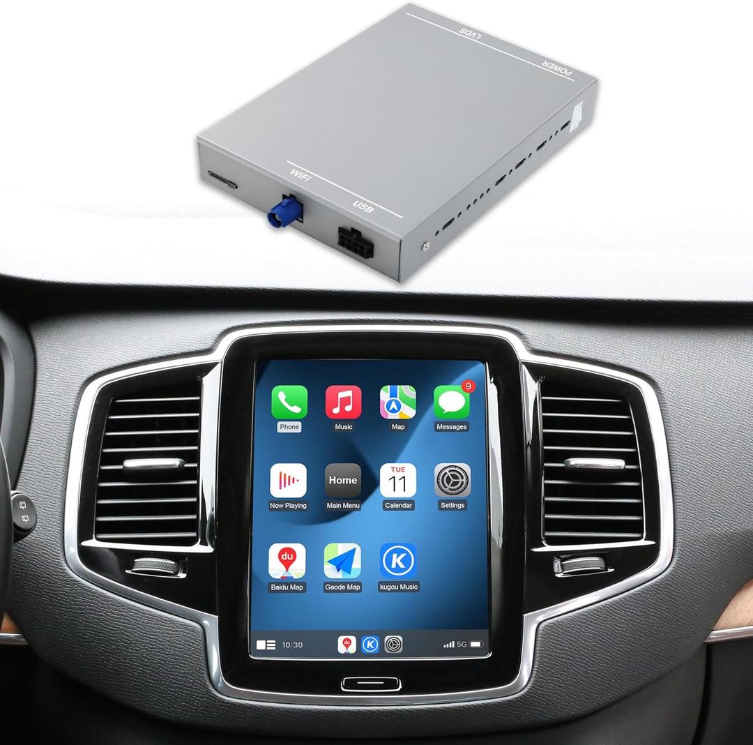 Full Screen Wireless Carplay & Android Auto Module for Volvo XC90/XC60/XC40/S90/S60/V60/V90 2016-2022 Carplay Retrofit Kit Sensus Upgrade Seamless Connectivity Support Original Camera/SWC/Microphone