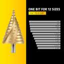 Anfrere Large Step Drill Bit, 1/4 to 2-3/8 inch High Speed Steel Drill Cone Bits for Sheet Metal Hole Drilling Cutting, Sprial Unibit Extra Large 2-3/8 inch