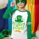 Unisex Kids St. Patricks Day Raglan Long Sleeve Shamrock Shirt Lucky Irish Patchwork Clover Top 2-10 Years (XS)