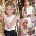 Ficerd Girls' Tank Tops Kids Summer Sleeveless Tunic Pleated Loose Shirt Dressy Crew Neck Casual Cute Blouses 5-14 Years (White)