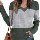 Womens Tops Fall Fashion Sweatshirts for Women V Neck Long Sleeve Sweaters Lightweight Dressy Casual Pullover Size S