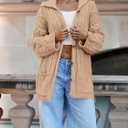 Saodimallsu Womens Cable Knit Cardigan Sweaters Fall Oversized Long Sleeve Button Open Front Knit Sweater Coats (Brown)