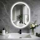 16x24 LED Bathroom Mirror with Lights Oval, Lighted Bathroom Vanity Mirror for Wall, Front Lit and Backlight, Anti-Fog, 3 Color Dimmable, Vertically Only