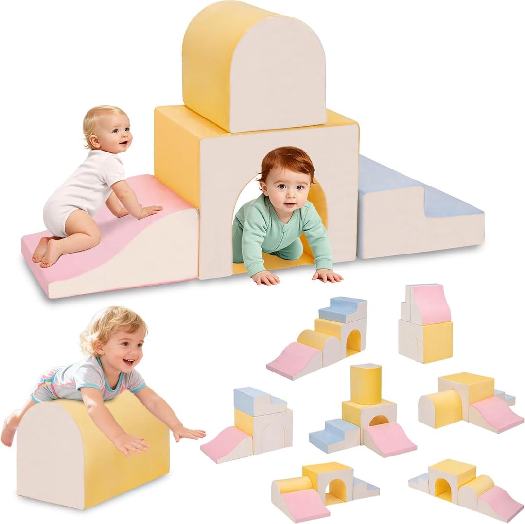 Large Climbing Toys for 1 Year Old, Foam Baby Climbing Blocks for Toddlers, 4-Piece
