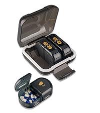Pill Box, Medicine Box, Morning, Noon, Evening, Supplements Box for Food, Vatimin Storage Organiser for On the Go at Home, 7 Compartments, Black 