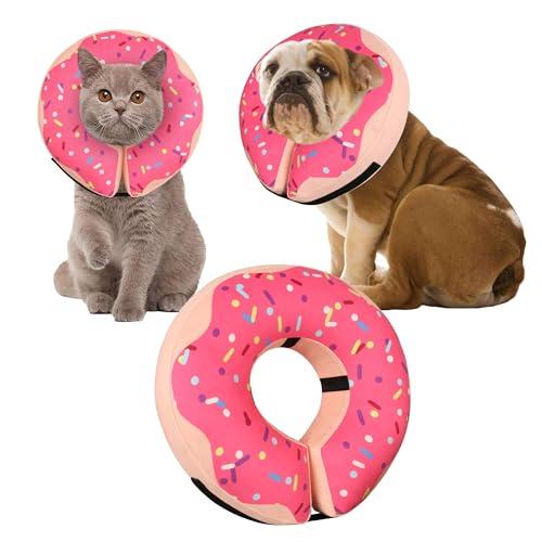 Inflatable Cone Collar for Large Medium Small Dogs, Soft Adjustable Recovery Collar for Dogs Cats,Dog Cone Neck Donut Alternative After Surgery(Pink,Small