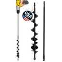 Auger Drill Bit for Planting 2x32'' - with Extension - Spiral Hole Planter for Bulbs, Fence Posts, and Umbrella Holes - 3/8'' Hex Drive Drill- Gardening Hole Digger Yard Tools