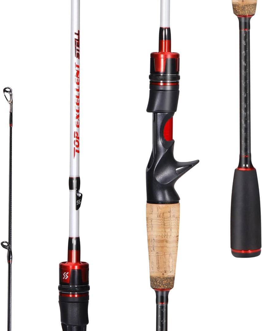Sougayilang Fishing Pole, 2PC Fishing Rod with EVA Cork Handle Grip (5.9ft-MH-Fast-Casting, Pearl White)