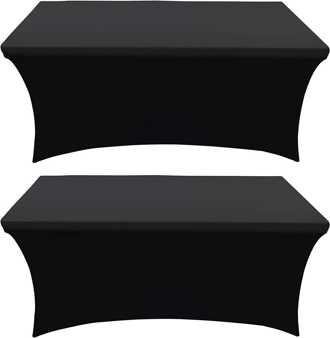 Banquet Tables Pro 6 ft Black 2 Pack Stretch Tight Fit Spandex Rectangular Folding Tablecover for 30Wx72Lx30H Folding Patio Tables, Banquet,Party