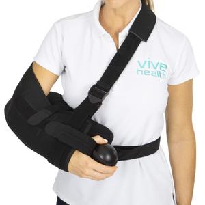 Vive Shoulder Abduction Sling - Immobilizer for Injury Support - Pain Relief Arm Pillow for Rotator Cuff, Sublexion, Surgery, Dislocated, Broken Arm - Brace Includes Pocket Strap, Stress Ball, Wedge (1 Count (Pack of 1))