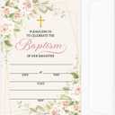 Floral Baptism Invitations With Envelopes, Baptism Baptismal Invitation Cards For Daughter Girls, 25 Invites With 25 Envelopes, Religious Supplies Decorations -005