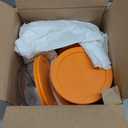 Pyrex (6 7200 2 Cup Glass Dishes & (6) 7200-PC 2 Cup Orange Lids - Made in the USA