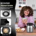 27oz Thermal Coffee Carafe for WFH & Personal Use, 12H Hot Insulated Pitcher with Drip-Free V-Spout and Easy Clean Wide Mouth, Silver