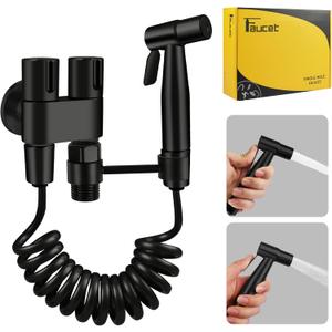Handheld Toilet Bidet Sprayer for Toilet, Adjustable Water Pressure Control with Complete Bidet Spray Hoses Kit for Feminine Wash, Cloth Diaper Sprayer for Baby Wash (Black)
