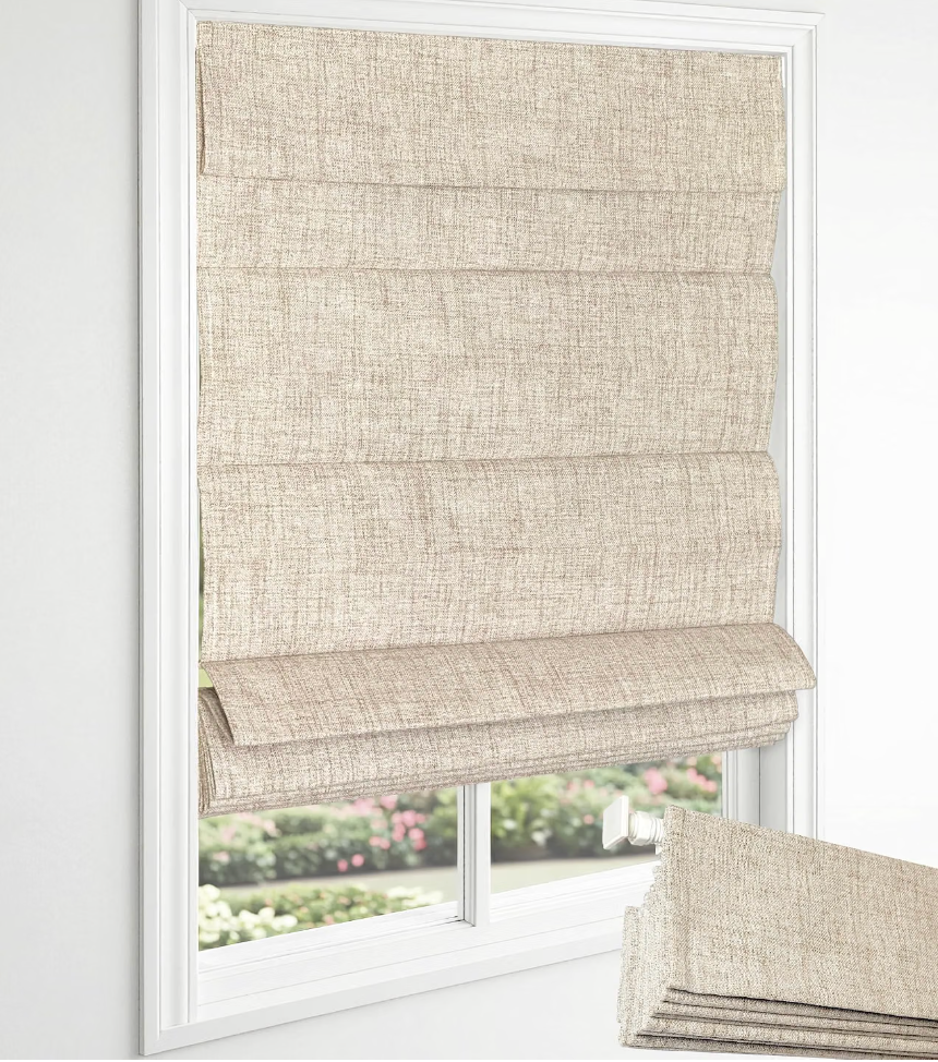 EINZUFUF Blackout No Drill Roman Shades, 23" W x 64" H, Beige