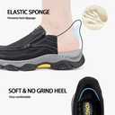 YONGJIA Mens Hands Free Slip in Loafers Walking Slip on Leather Casual Comfortable Breathable Shoes (Black)