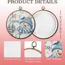 HUGANE Christmas Blue Snowman Bird Round Wall Art Decor, Let it Snow Cozy Rustic Xmas Winter Hanging Canvas Framed Prints Wall Sculptures for Home Bedroom Living Room Decor, 10x10 Inch