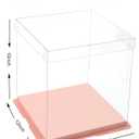 XININSUN pink clear cake box with ribbon,12x12x10inch tall cake boxes for tiered cake, transparent cake carrier, cake containers clear gift box for wedding, birthday, party(6pcs)