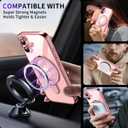 Magnetic for iPhone 16 Case with Invisible Stand[Compatible with MagSafe][Full Camera Lens Protector][Military Drop Protection] Shockproof Not Yellowing Clear Soft Slim for Women Men, Pink