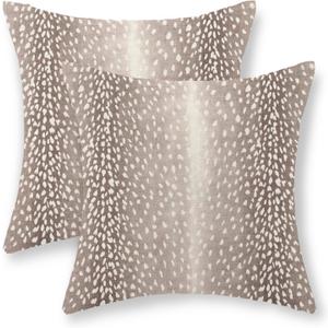 Animal Print Pillow Covers 20x20 Inch Set of 2 Brown Antelope Throw Pillows Modern Animal Print Neutral Decorative Pillow Cases Outdoor Farmhouse Linen Decor Cushion Case for Couch Sofa Room