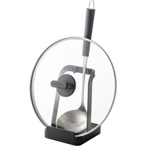 Yamazaki Home Tower Ladle Holder - Lid Stand For Utensils In Kitchen - Steel (Small, Black)