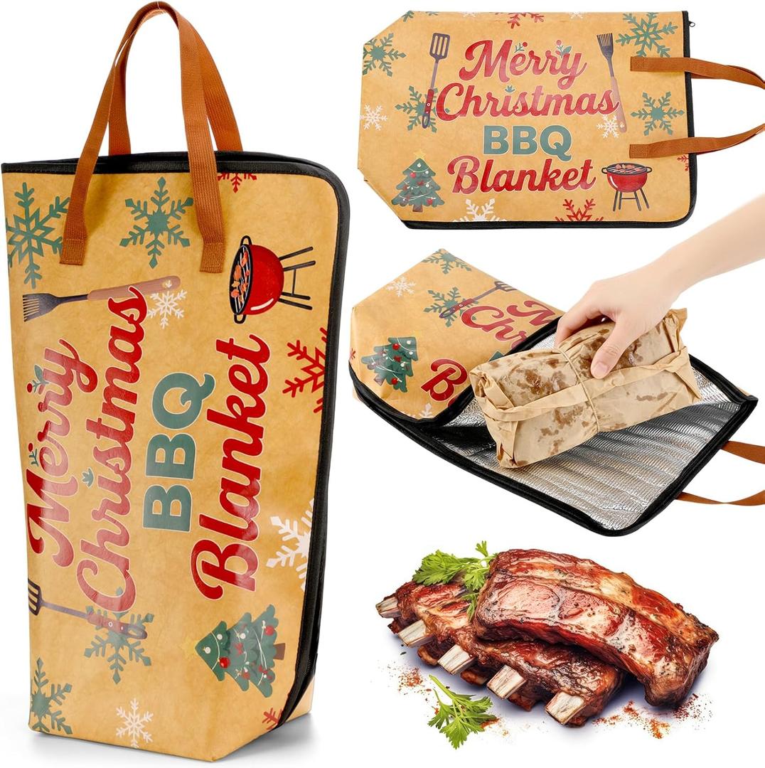 1 Pack 21in Christmas BBQ Blanket for Resting Meat Christmas Insulated Meat Resting Bag for Brisket Steaks Turkey, Pork, Xmas Gift for Dad, Husband, BBQ Lovers, Grill Accessories