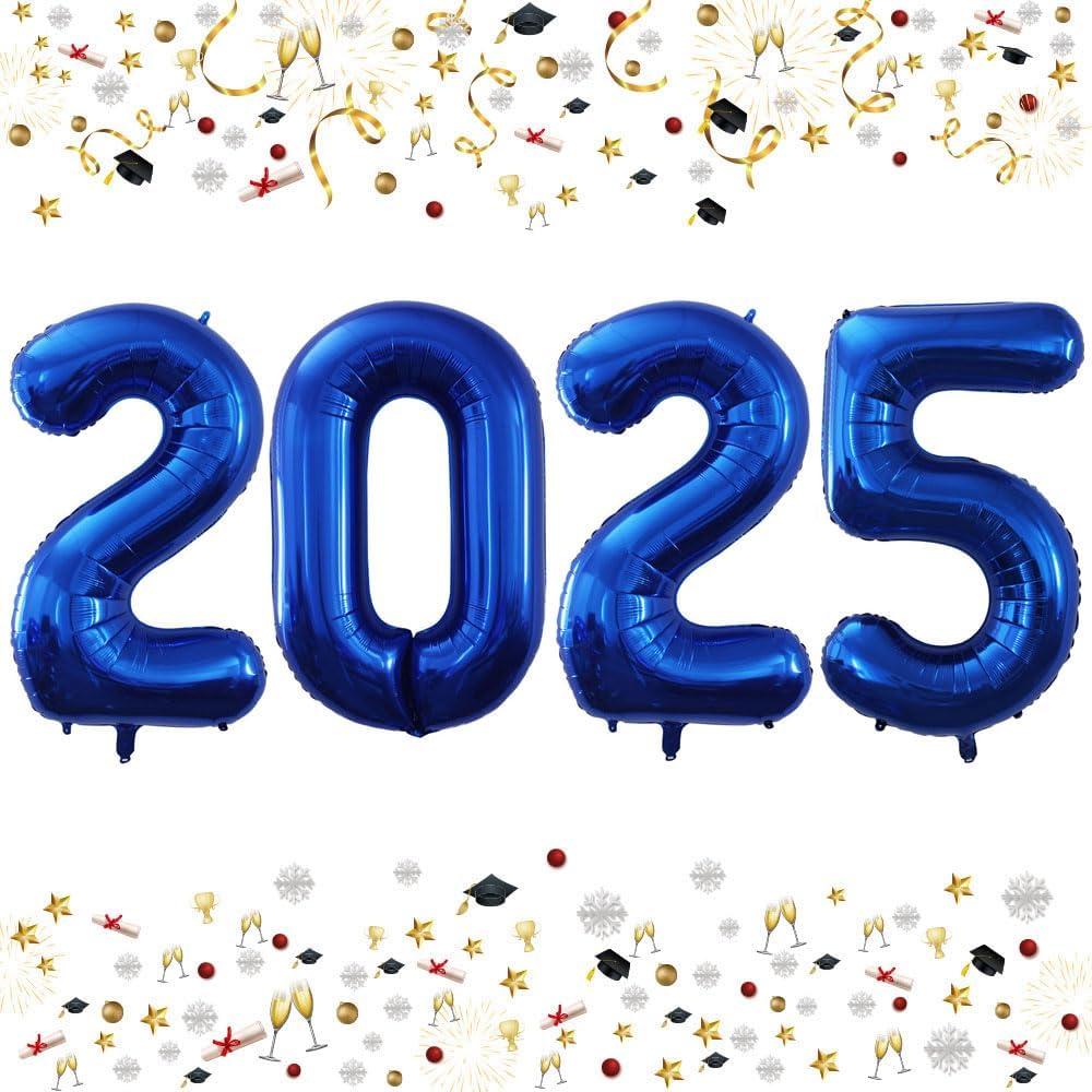 GOER 42 Inch 2025 Foil Number Balloons for 2025 New Year Eve Festival Party Supplies Graduation Decorations (Deep Blue)
