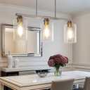 Island Light for Kitchen, Brushed Nickel Dining Room Light Fixture Over Table, 3-Light Linear Chandelier Pendant Lighting for Dining Table Kitchen Island Living Room, 3 Light + Clear Glass