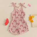 YINGISFITM Toddler Baby Girl Clothes Bowknot Sleeveless Halter Overalls Shorts One Piece Romper Jumpsuit Summer Outfit (3-4T, Watermelon Red)