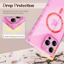 IAIYOXI Rectangle Edge Magnetic Clear Case for iPhone 14 Pro, Compatible with MagSafe, Full Camera Protection & Reinforced Corners, Thin Slim Shockproof TPU Phone Cover for Women Girls, Pink