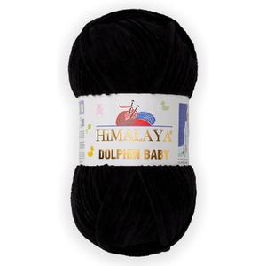 1 Skein/Pack Himalaya Dolphin Baby Chenille Yarn, Each Ball 100 gr (3.5 oz), 120 m (132 Yards), 100% Polyester, Super Bulky Baby Blanket Velvet Amigurumi Yarn, 80311 - Black
