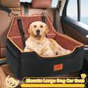 XIEEAOZEE Dog Car Seat for Large/Medium Dog, Booster Seat for Dogs Under 55Lbs or 2 Small, Detachable and Washable Travel Pet Seat with Thick Cushion and Storage Pockets (Black/Brown)