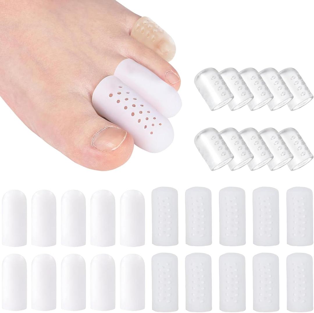 Silicone Toe Protector: Gel Anti-Friction Breathable Toe Finger Caps 30PCS Toenail Guard Covers for Women Men Foot Bunion, Corn, Blister, Pain, Callu Toenail Sleeve Pads