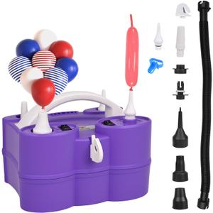 Nulink Electric Balloon Pump, Portable Electric Balloon Blower Machine Balloon Air Pump Dual Nozzle 110V 600W Balloon Inflator for Party Decorations (Purple)