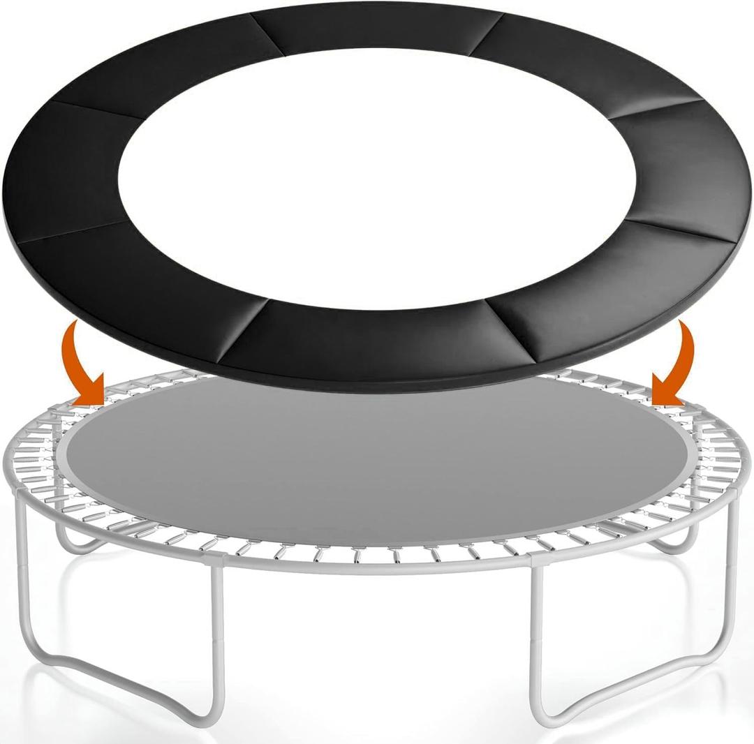 Trampoline Spring Cover, Gonoce 14FT Trampoline Pad Replacement, No Holes for Poles, Waterproof and Tear-Resistant Black