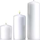 Vanilla Pillar Candles Set of 3 - Dripless Unscented - 3x3, 3x6 & 3x9 Decorative Candles for Home Decor & Table Centerpieces, PARNOO (White)