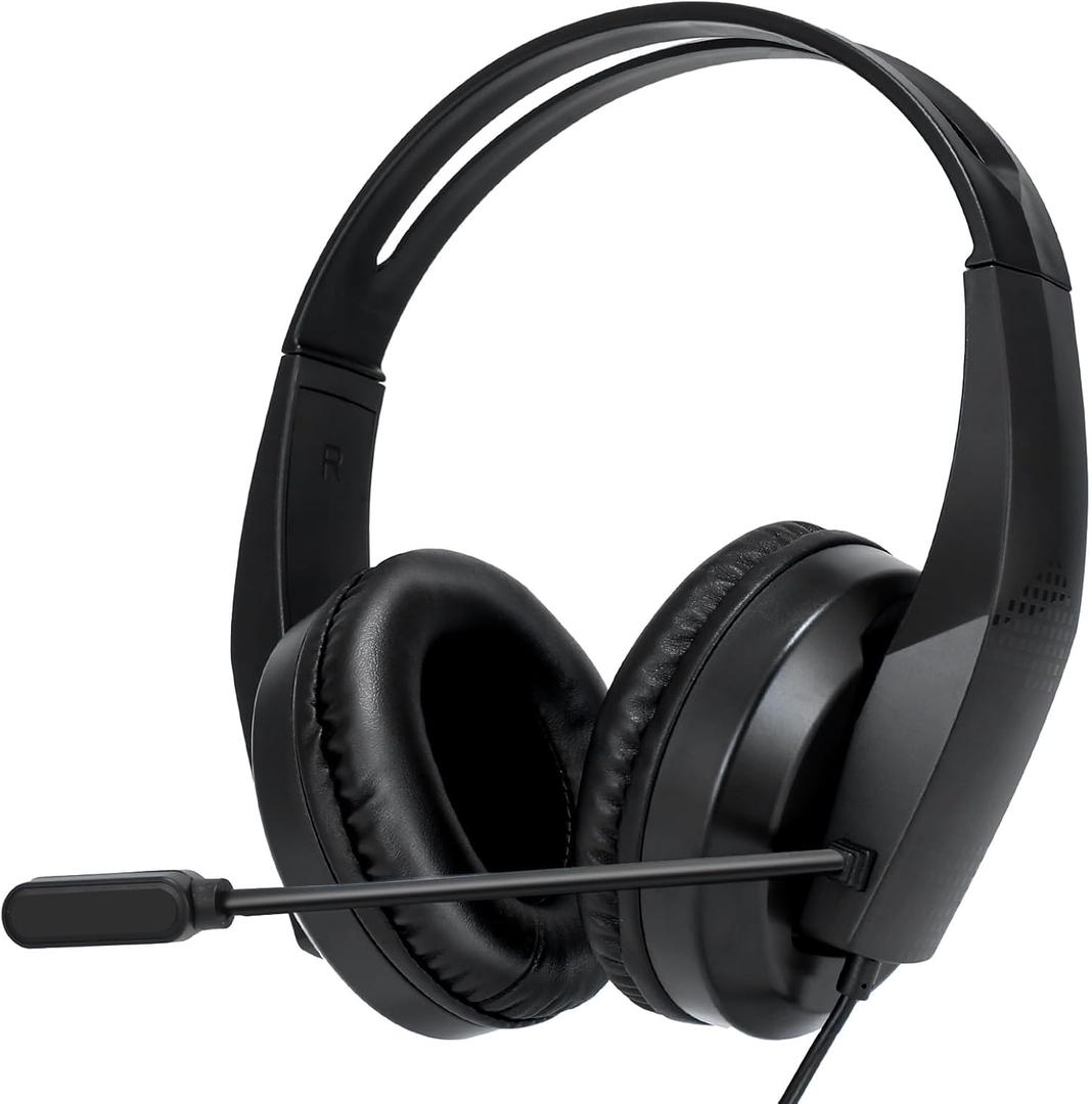 Wired Headset with Mic for Laptop  Computer Headset for Kids Teens Adults with Noise Canceling Microphone & Volume Control  3.5mm Stereo Headphones with Mute for Home Office Class