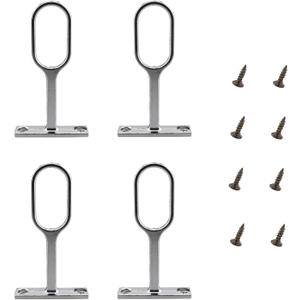 4PCS Zinc Alloy Clothes Rod Clothes Holder Flat Pipe Flange Top Mounted Thickened Clothes Holder with Screws 70x39.4x15.3mm Silver Oval Closet Rod Support
