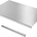 304SS Extra Large Chopping Board w/Lip & Rolling Pin, Steel Cutting Board, 35.4 x 22.8 inches