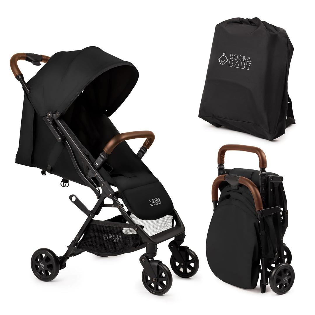 Lightweight Travel Stroller for Baby & Toddlers - Easy Fold & Compact Stroller for Airplane with Canopy, Storage Basket, Multi-Position Recline & Convenient One-Hand Fold, Travel Bag Included  Black + Travel Bag
